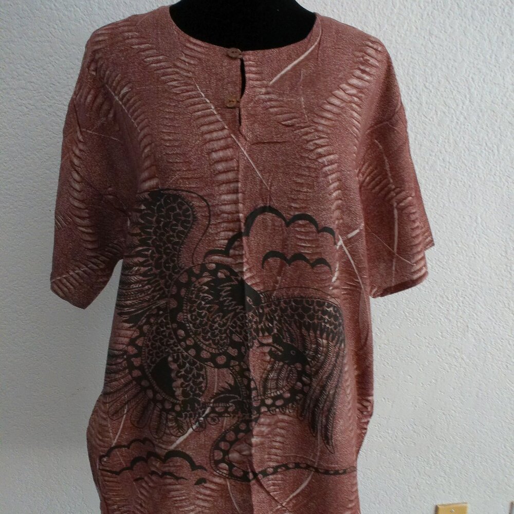 Light Brown Indonesia Traditional Men Batik, Size: Large